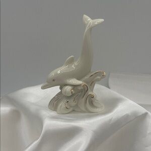 Lenox Dolphin figurine, crafted from ivory bone china, accented with 24K gold